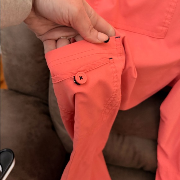 Koi Coral Scrub Pants with Navy Accents - Picture 6 of 8
